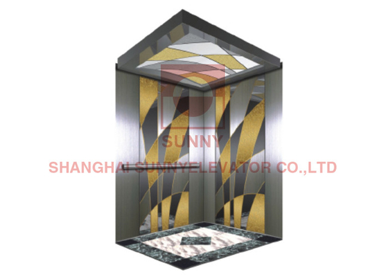 기내는 그래픽으로 승객용 엘리베이터 넓은 아치 지붕을 장식했습니다